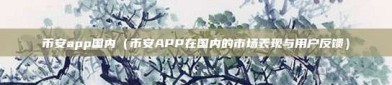 币安app国内（币安APP在国内的市场表现与用户反馈）