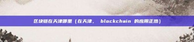 区块链在天津哪里（在天津， blockchain 的应用正热）