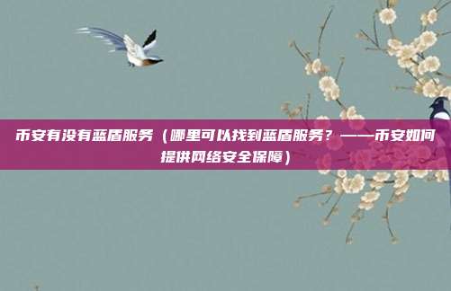 币安有没有蓝盾服务（哪里可以找到蓝盾服务？——币安如何提供网络安全保障）