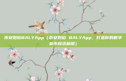 币安烈焰BALYApp（币安烈焰 BALYApp，打造你的数字货币投资利器）