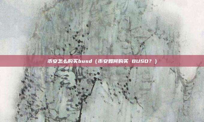 币安怎么购买busd（币安如何购买 BUSD？）