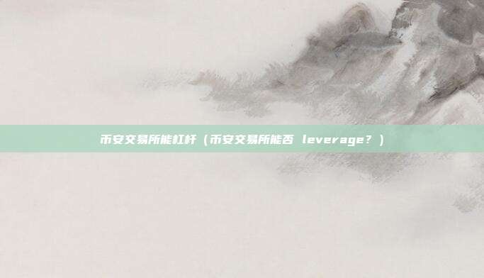 币安交易所能杠杆（币安交易所能否 leverage？）