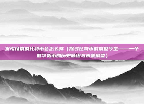 发现以前的比特币会怎么样（探寻比特币的前世今生——一个数字货币的历史脉络与未来展望）