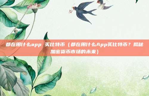 都在用什么app 买比特币（都在用什么App买比特币？揭秘加密货币市场的未来）