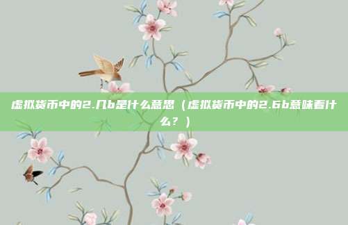 虚拟货币中的2.几b是什么意思（虚拟货币中的2.6b意味着什么？）