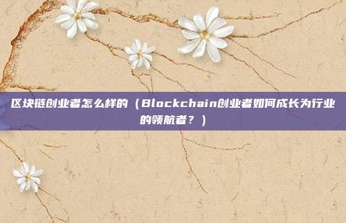 区块链创业者怎么样的（Blockchain创业者如何成长为行业的领航者？）