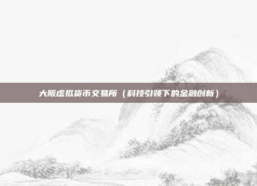 大阪虚拟货币交易所（科技引领下的金融创新）