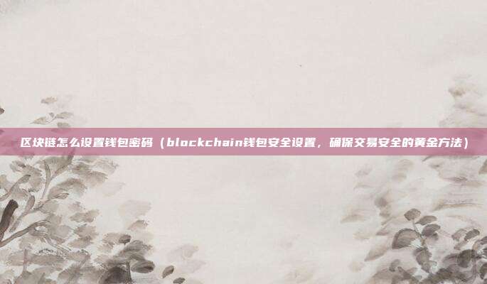 区块链怎么设置钱包密码（blockchain钱包安全设置，确保交易安全的黄金方法）