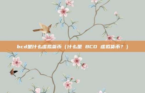 bcd是什么虚拟货币（什么是 BCD 虚拟货币？）