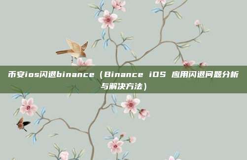 币安ios闪退binance（Binance iOS 应用闪退问题分析与解决方法）