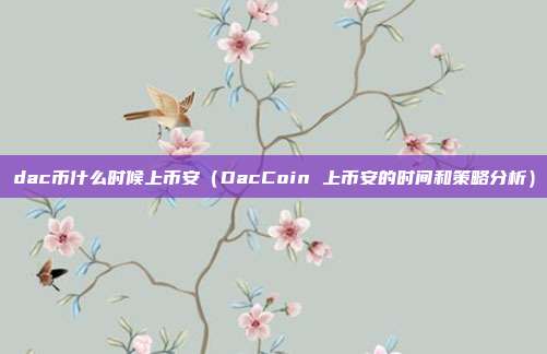 dac币什么时候上币安（DacCoin 上币安的时间和策略分析）