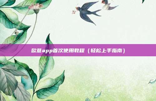 欧意app首次使用教程（轻松上手指南）