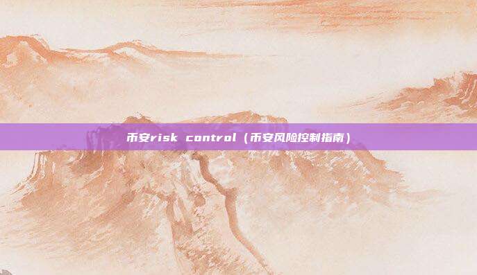 币安risk control（币安风险控制指南）