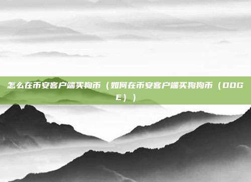 怎么在币安客户端买狗币（如何在币安客户端买狗狗币（DOGE））