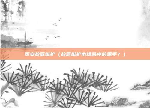 币安故意维护（故意维护市场秩序的黑手？）