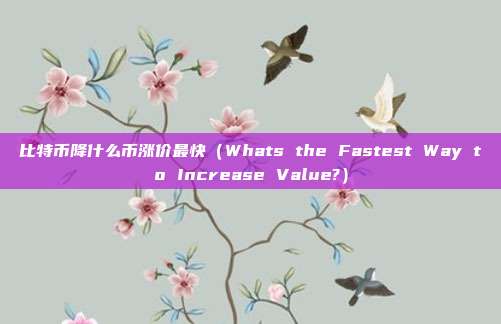 比特币降什么币涨价最快（Whats the Fastest Way to Increase Value?）