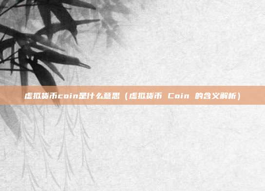 虚拟货币coin是什么意思（虚拟货币 Coin 的含义解析）