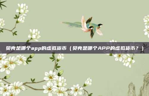 贝壳是哪个app的虚拟货币（贝壳是哪个APP的虚拟货币？）