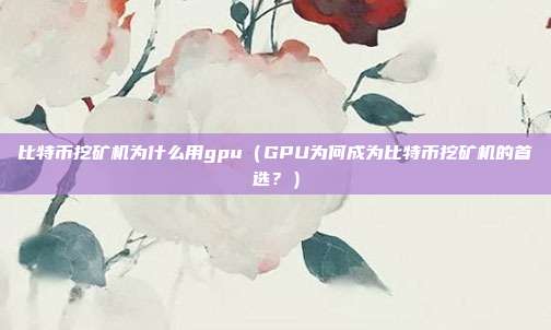 比特币挖矿机为什么用gpu（GPU为何成为比特币挖矿机的首选？）