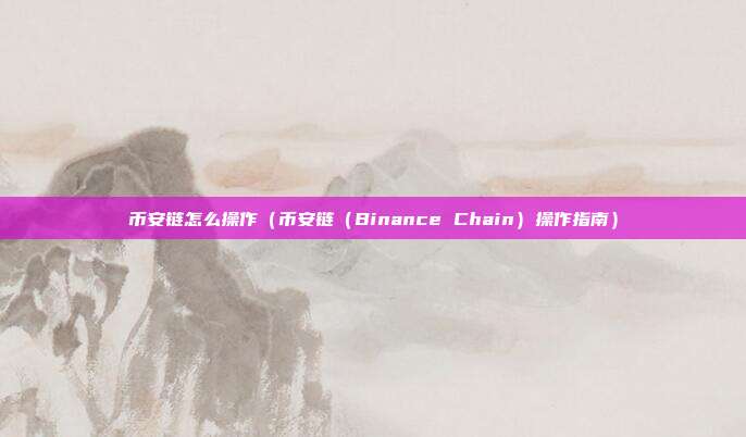 币安链怎么操作（币安链（Binance Chain）操作指南）