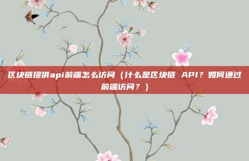 区块链提供api前端怎么访问（什么是区块链 API？如何通过前端访问？）