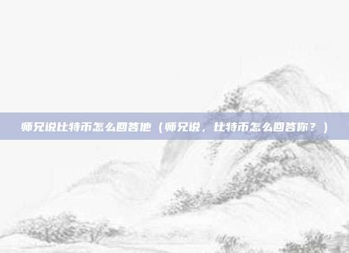 师兄说比特币怎么回答他（师兄说，比特币怎么回答你？）