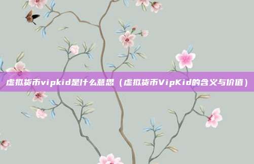 虚拟货币vipkid是什么意思（虚拟货币VipKid的含义与价值）