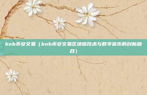 bnb币安交易（bnb币安交易区块链技术与数字货币的创新融合）