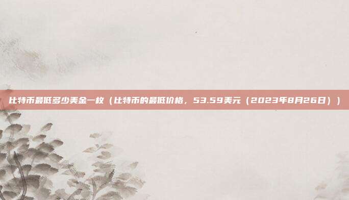 比特币最低多少美金一枚（比特币的最低价格，53.59美元（2023年8月26日））