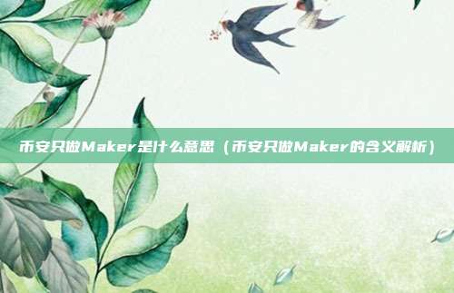 币安只做Maker是什么意思（币安只做Maker的含义解析）