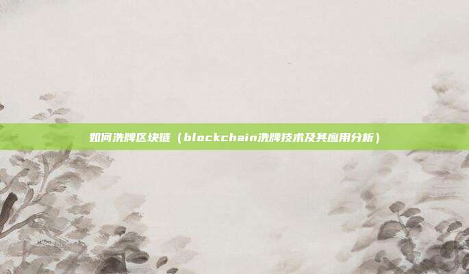 如何洗牌区块链（blockchain洗牌技术及其应用分析）