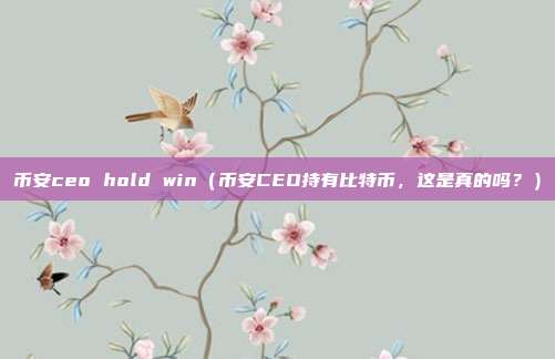 币安ceo hold win（币安CEO持有比特币，这是真的吗？）