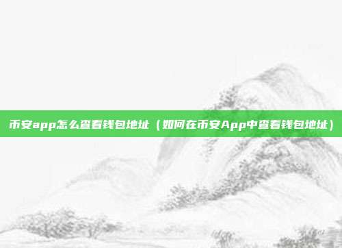 币安app怎么查看钱包地址（如何在币安App中查看钱包地址）