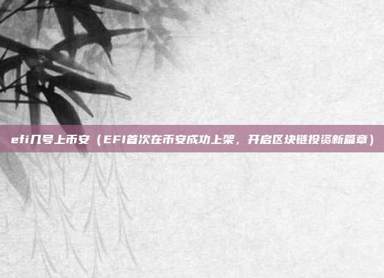 efi几号上币安（EFI首次在币安成功上架，开启区块链投资新篇章）