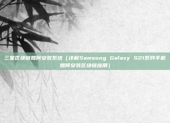 三星区块链如何安装系统（详解Samsung Galaxy S21系列手机如何安装区块链应用）