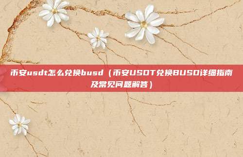 币安usdt怎么兑换busd（币安USDT兑换BUSD详细指南及常见问题解答）