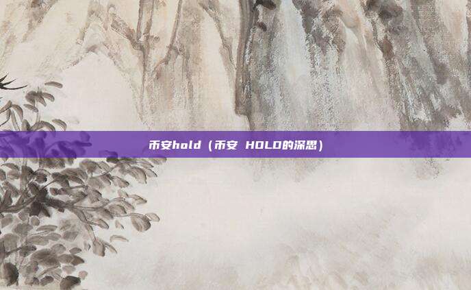 币安hold（币安 HOLD的深思）