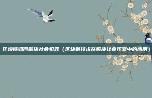 区块链如何解决社会犯罪（区块链技术在解决社会犯罪中的应用）