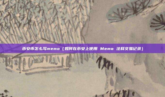 币安币怎么写memo（如何在币安上使用 Memo 注释交易记录）