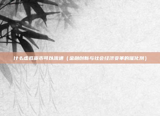 什么虚拟货币可以流通（金融创新与社会经济变革的催化剂）