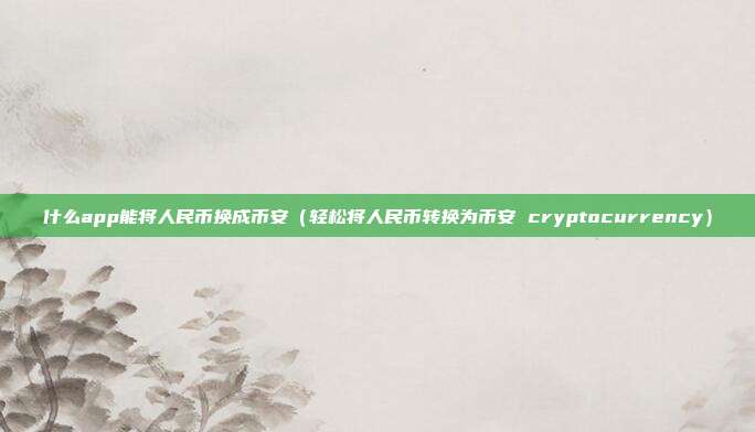 什么app能将人民币换成币安（轻松将人民币转换为币安 cryptocurrency）