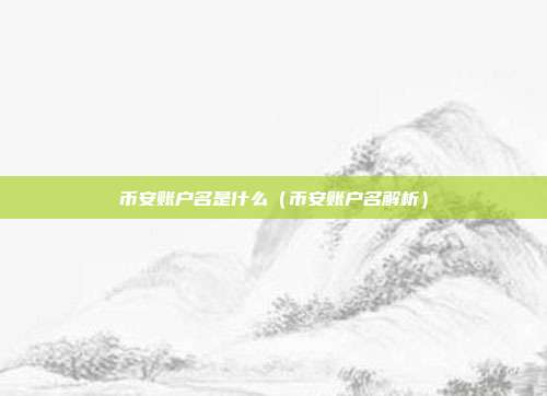 币安账户名是什么（币安账户名解析）