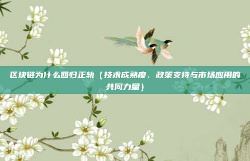 区块链为什么回归正轨（技术成熟度、政策支持与市场应用的共同力量）